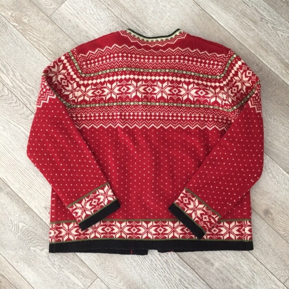 Susan Bristol Women Wool Cardigan Sweater Nordic Fair Isle Metal Clasps Hooks Lg - Picture 4 of 9